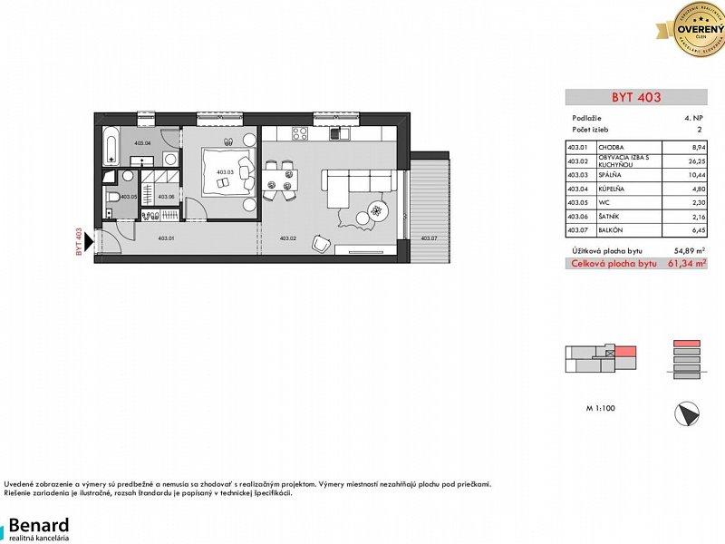 BD - RELAX; 2 IZBOVÝ BYT; 4.NP; 61,34m2;